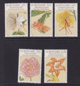 Surinam  #563-567  MNH  1981  flower paintings