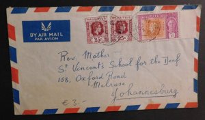 1948 Air Mail Cover Mauritius to Johannesburg South Africa