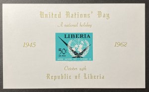 Liberia 1962 #c145 S/S, U.N. Day, MNH.