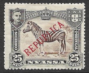 NYASSA 1911 25r ZEBRA Overprint Issue Sc 55 MH