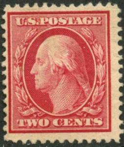 US Sc#332 1908 2c Washington Double Line Wmk 191 OG Mint Hinged