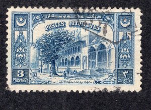 Turkey 1920 3pi blue Fountains, Scott 594 used, value = 60c