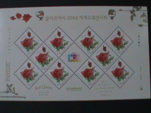 KOREA-2001 SC#2057-PHILAKOREA WORLD STAMP SHOW  RED QUEEN-ROSES MNH SHEET VF