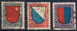 SWITZERLAND 1920 SC B15-B17 VFU COMPLETE SET Semi-Postal cv$60.50  *Bay Stamps*