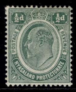 NYASALAND PROTECTORATE EDVII SG73, ½d green, M MINT.