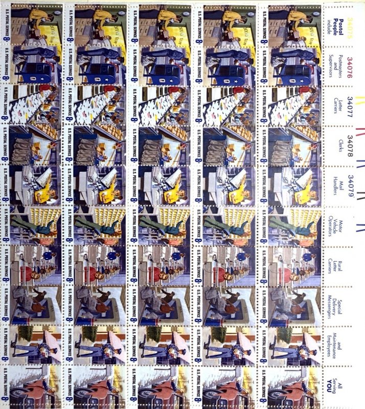 PCBstamps   US #1489/1498 Sheet $3.20(40x8c)Postal Service Employees, MNH...