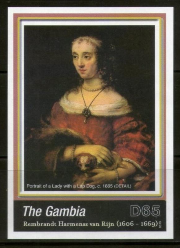 Gambia 2006 Rembrandt Painting Lady with a Lap Dog Art M/s Sc 3034 MNH # 13033