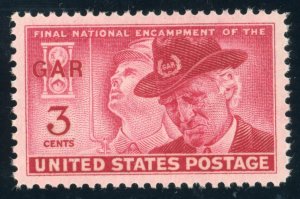 US Stamp #985 G.A.R. Issue 3c - PSE Cert - GEM 100 - MNH - SMQ $175.00