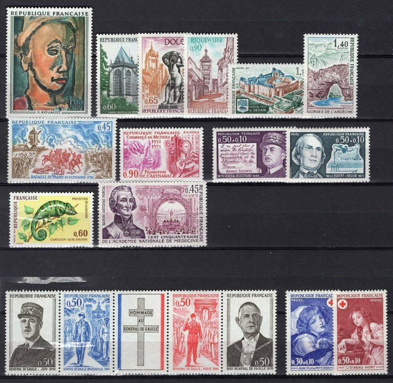 France 1970-71 Year Sets 91 Stamps MNH CV$85