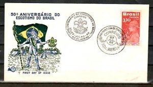 Brazil, Scott cat. C101. 50th Anniversary of Scouting issue. First day cover. ^