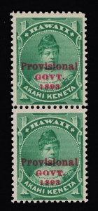 EXCELLENT GENUINE HAWAII SCOTT #55 F-VF MINT NG PAIR 1893 OVERPRINTED IN RED