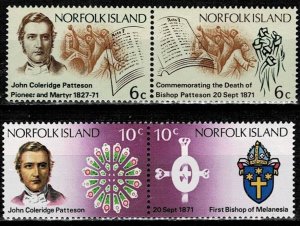 NORFOLK ISLAND 1971 ANNIV DEATH OF BISHOP PATTERSON MNH