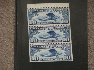 US Scott# C10a, Booklet Pane of 3, MNH