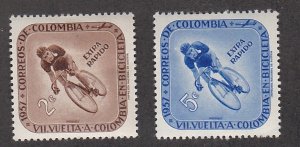 Colombia # C297-298, Bicycle Tour of Colombia, Mint Hinged