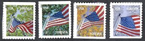 United States #4796-99 Forever (46¢) A Flag for All Seasons. 4 bklt singles. MNH