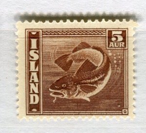 ICELAND; 1939 early Fish issue fine Mint hinged 5a. value