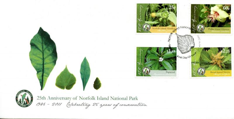 Norfolk Island 2011 FDC National Park 4v Cover Hibiscus Flowers Plants Stamps 