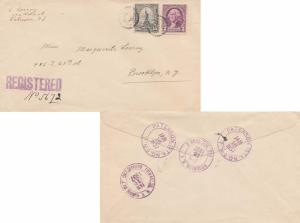 United States Jersey Paterson (Sta. No. 5) 1937 violet double ring  3c Washin...