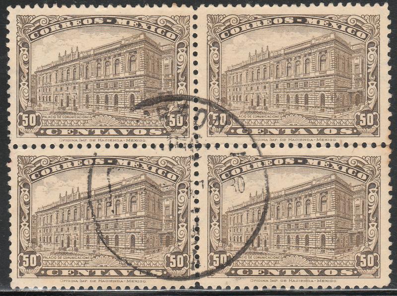 MEXICO 648, 50c Communications Palace. Blk of 4. Used. F-VF. (305)