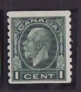 Canada-Sc#205- id8-unused hinged og 1c KGV Medallion coil-1933-  