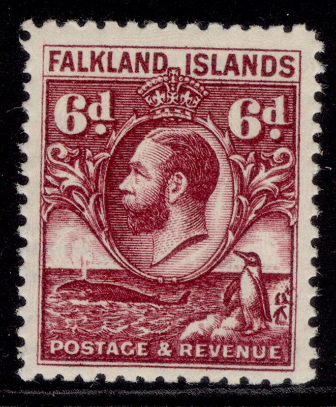 FALKLAND ISLANDS GV SG121a, 6d reddish-purple, LH MINT. Cat £50. LINE PERF