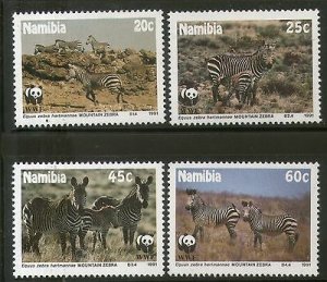 Namibia 1991 WWF Mountain Zebra Wildlife Animal Fauna Sc 694-97 MNH # 111