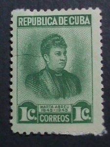 ​CUBA 1947 SC# 410 MARTA ABREU ARENABIO DE ESTEVEZ MINT VF 75 YEARS OLD STAMP