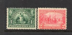 #328-29 1c-2c JAMESTOWN Never Hinged NICE cv$160.00