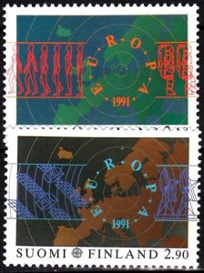 FINLAND 1991 EUROPA: Space. Astronauts, Map of Europe. Complete set, MNH