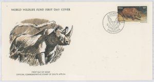 South Africa 466 1976 African Black Rhinoceros. Animals. Fauna. U/A World Wildlife Fund FDC.