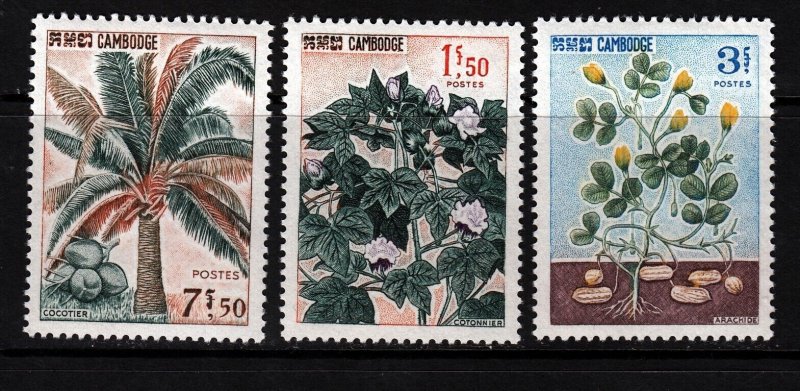 CAMBODIA Sc 149-51 NH ISSUE OF 1965 - PLANTS - (AA23)