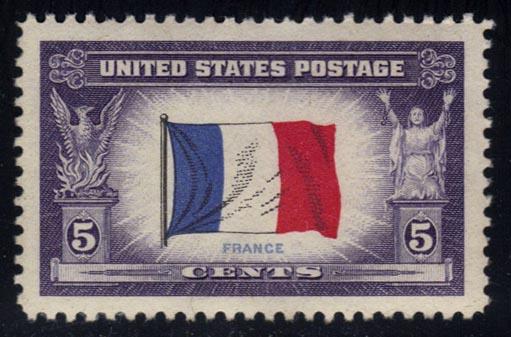 US #915 Flag of France, used (0.20)
