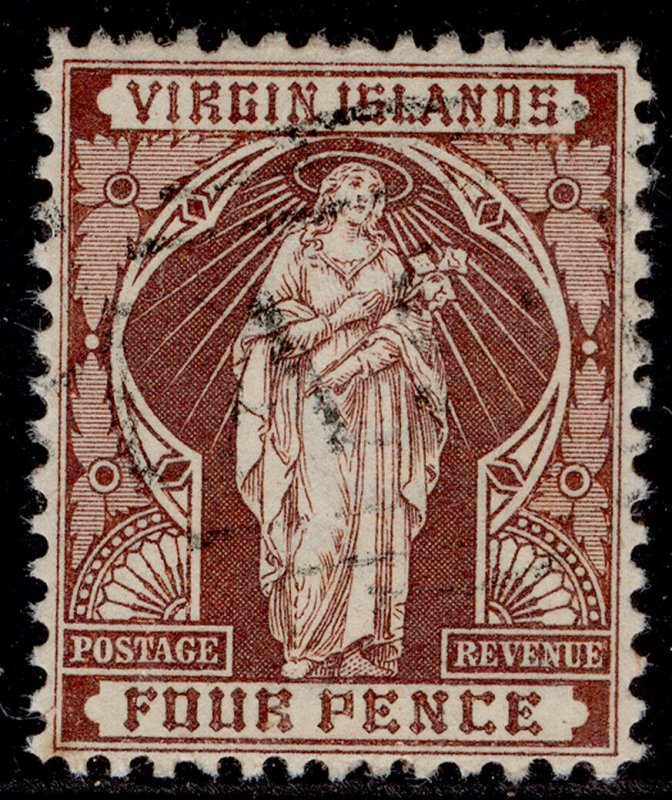 BRITISH VIRGIN ISLANDS QV SG46, 4d brown, FINE USED. Cat £23.