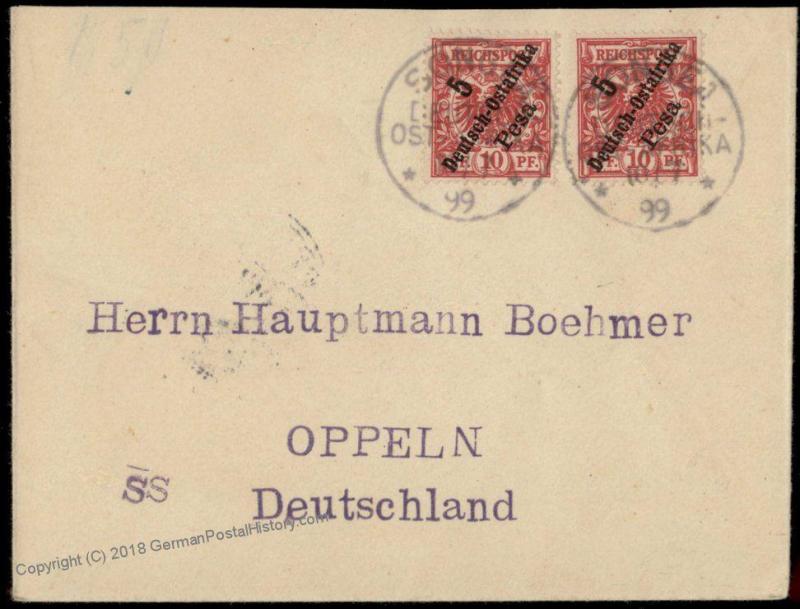 German 1899 East Africa DOA Songea Mi8 MeF Cover 76366