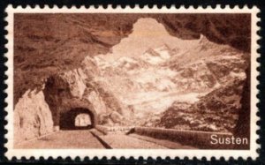 Vintage German Poster Stamp Camping in the Susten Pass Switzerland Unused