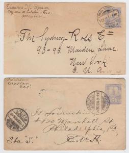 MEXICO 1898-1900 PS ENVELOPES MEPSI E58 TWO ENTIRES TO USA COCUYA + IGUALA 