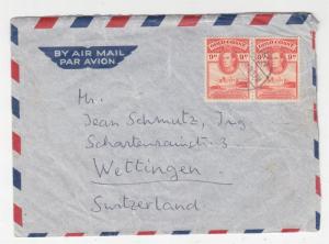 GOLD COAST, 1947 Airmail cover, KGVI 9d. Orange pair, Accra to Switzerland.