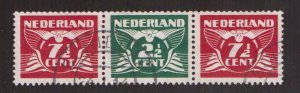Netherlands 1941 used flying pigeon 7 1/2+2 1/2+7 1/2 ct