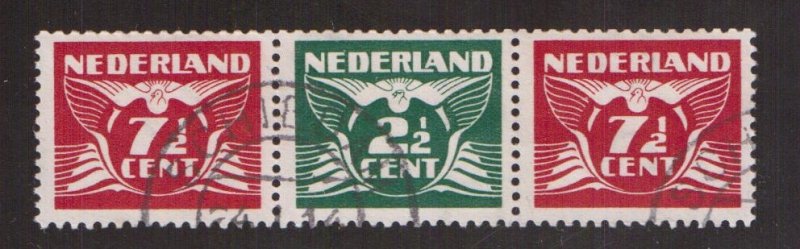Netherlands 1941 used flying pigeon 7 1/2+2 1/2+7 1/2 ct