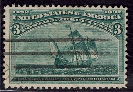 US Stamp #232 3c Columbian USED SCV $15