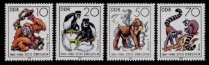 Germany GDR 2542-4 MNH Dresden Zoo, Monkey, Orangutan, Lemur