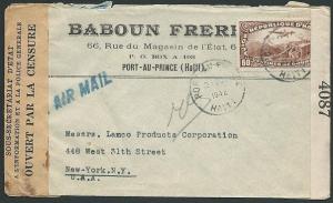 HAITI 1942 double censor airmail cover to USA..............................43639