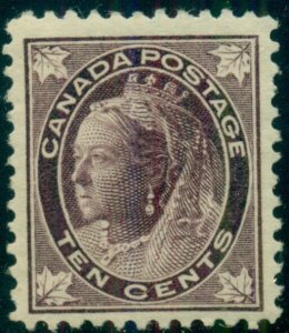 CANADA #73 10¢ brown violet, og, LH scarce high value, Miller cert, Scott $600