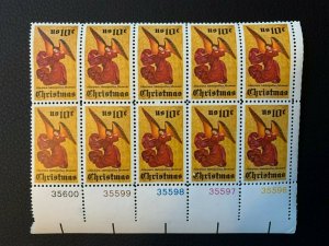 Scott 1550 Plate Block of 10 1974 10c Christmas Angel MNH