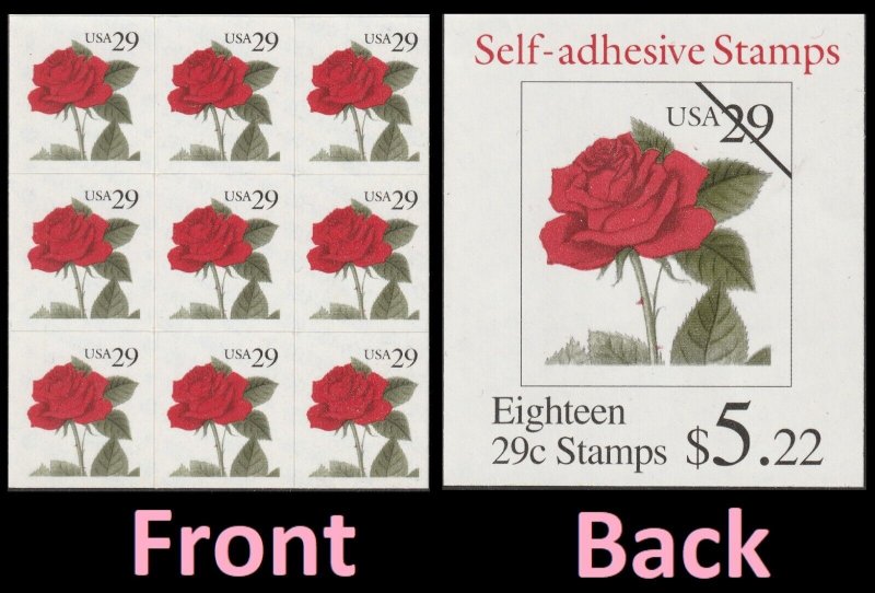 US 2490 Red Rose 29c label block 9 MNH 1993