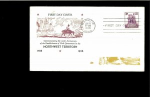 1938 Marietta Ohio Northwest Territory 150th Anniversary Stamp #837 FDC