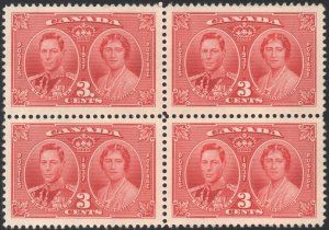 Canada SC#237 3¢ King George VI and Queen Elizabeth Block of Four (1937) MLH