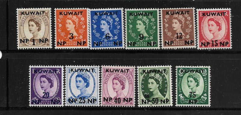 KUWAIT, 129-139, MNH, SURCHD 1957-58 ISSUE