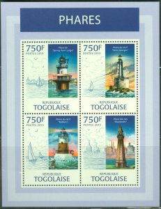 TOGO 2013 LIGHTHOUSES OF THE WORLD SHEET OF FOUR STAMPS