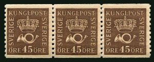 Crown and Posthorn - 1925 - MNH 3 Strip - Type 2